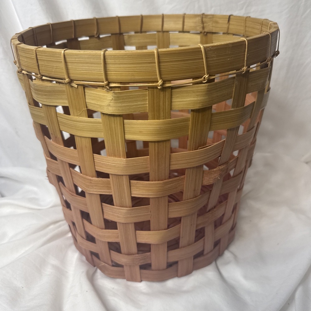 Bamboo Woven Waste Gradient Basket Trash Planter Umbrella Bath Storage Large 13" - Picture 11 of 11